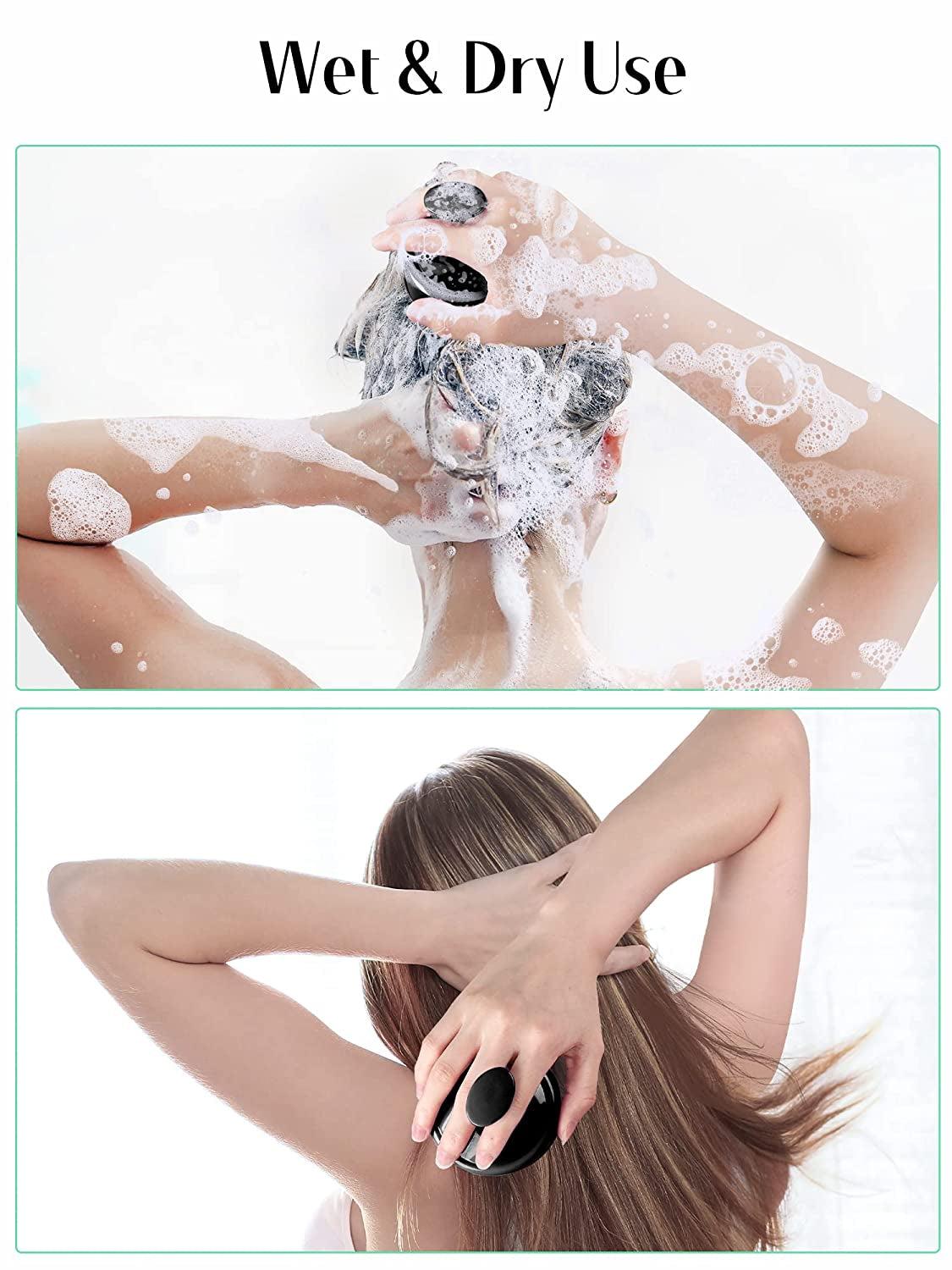 Scalp Massager Hair Growth, Soft Silicone Scalp Scrubber Shampoo Brush for Exfoliation, Dandruff Removal Head Massage Stress Relax, Wet & Dry Use for Thick Thin Curly Hair Care, Black