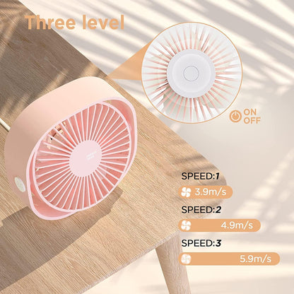 USB Small Desk Fan, Slumber Pod Fan [360°Rotatable Head &Powerful ] 3 Speeds Portable Personal Table Travel Fan for Sleeping Desk Cruise Ship Dorm Bedroom Office Office (No Battery)