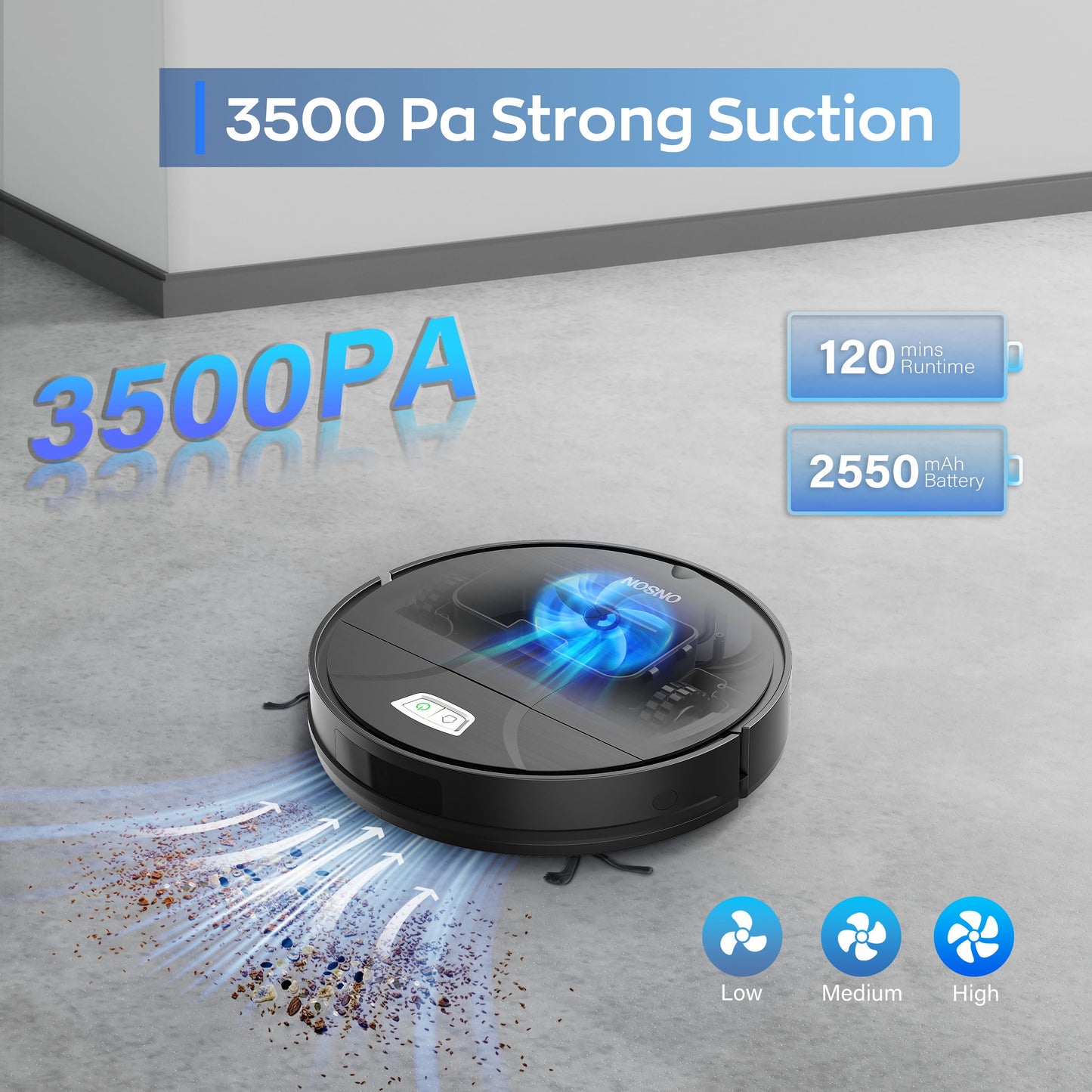 Robot Vacuum Cleaner, 3500Pa Vacuum Cleaner with Schedule, App/Wi-Fi/Alexa, Slim, Ideal for Hard Floor, Pet Hair