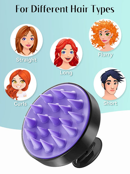 Scalp Massager Hair Growth, Soft Silicone Scalp Scrubber Shampoo Brush for Exfoliation, Dandruff Removal Head Massage Stress Relax, Wet & Dry Use for Thick Thin Curly Hair Care, Black